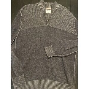 BKE Mens Quarter Zip Sweater Knit Pullover Charcoal Grey XLARGE Cotton Blend